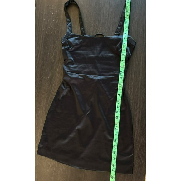 Intimately Free People Tongue Tied Black Satin Mini Dress W/ Lace-Up Back Size X - Picture 9 of 9